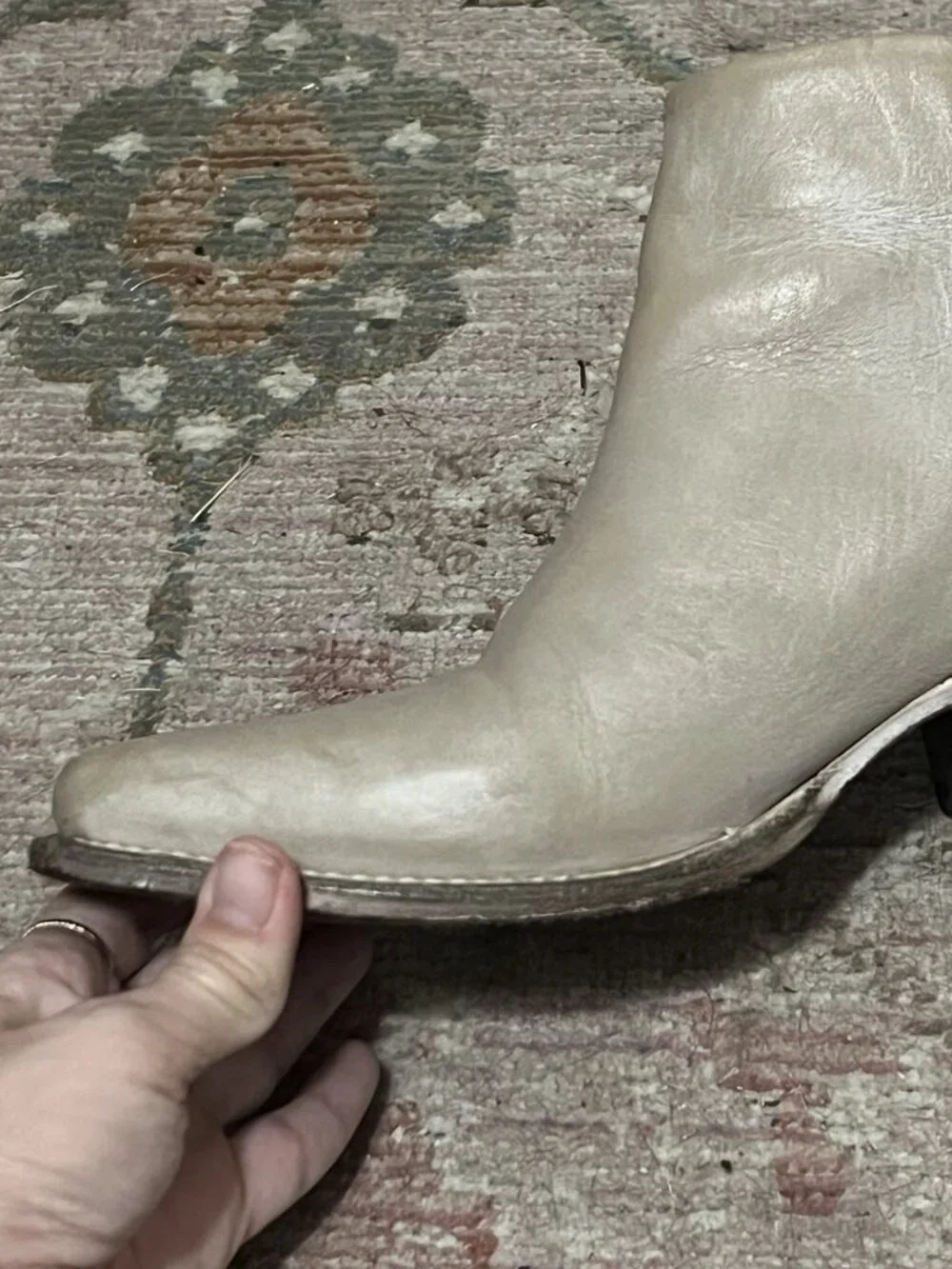 Freebird By Steven Rule Boots Booties Western Boho Cream Silver Croc Size 6